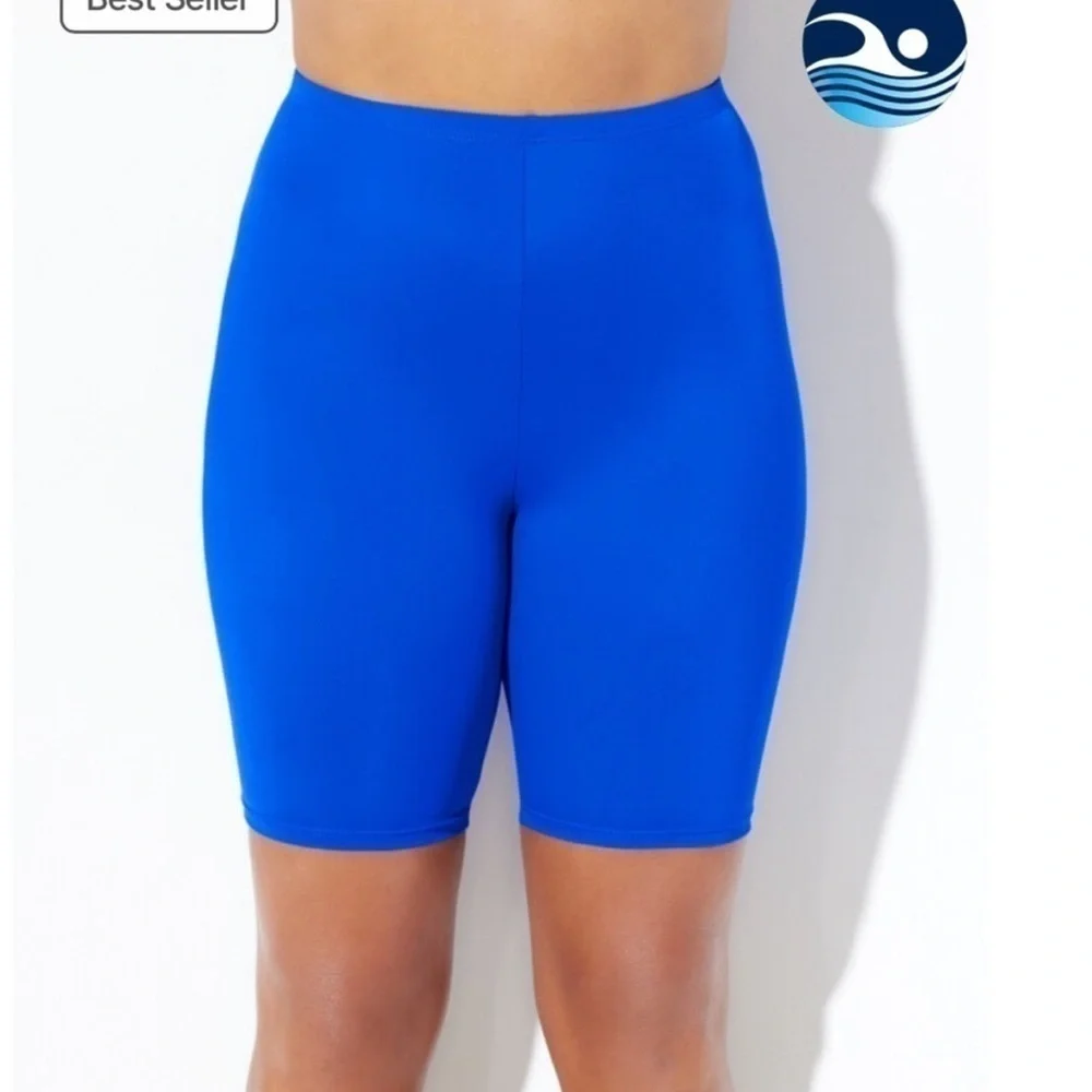Swimsuits For All Chlorine Resistant Bike Shorts 8” Blue - Picture 1 of 6